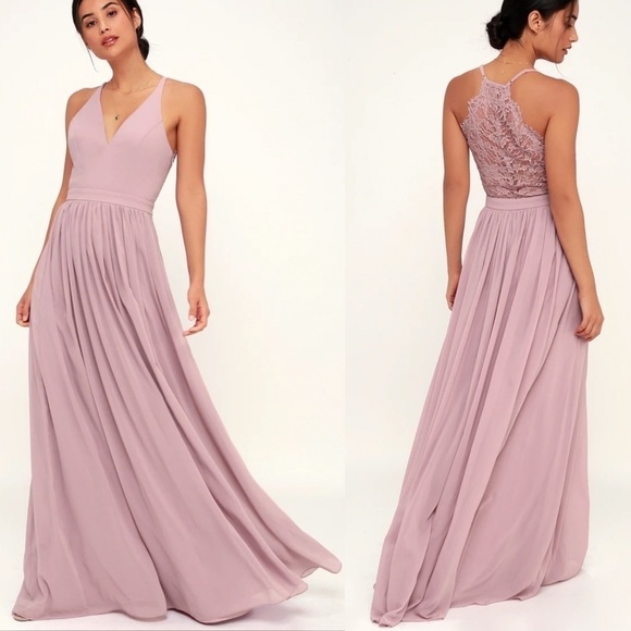 Lulus Love‎ Spell Lace-Back Maxi Dress in Dusty Lavender Size Medium - Picture 8 of 8